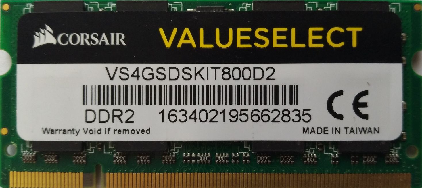 DDR2 SO-DIMM 2GB 800Mhz-PC6400 / Corsair VS4GSDSKIT800D2