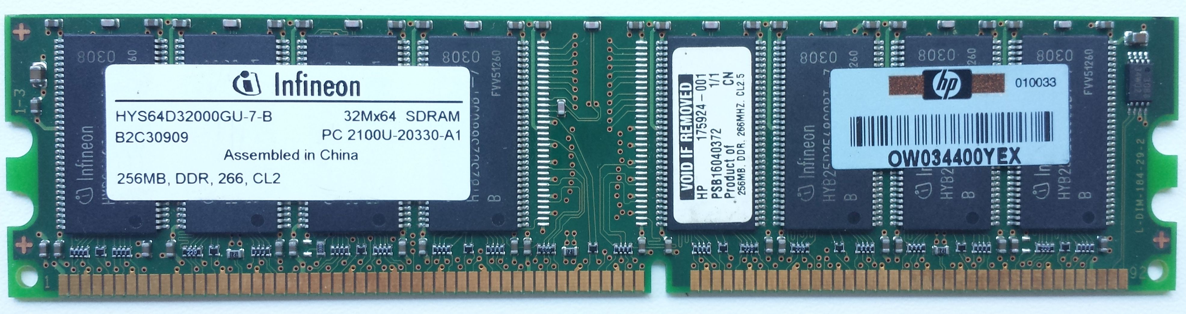 DDR 256MB 266Mhz-PC2100 / Infineon HYS64D32000GU-7-B