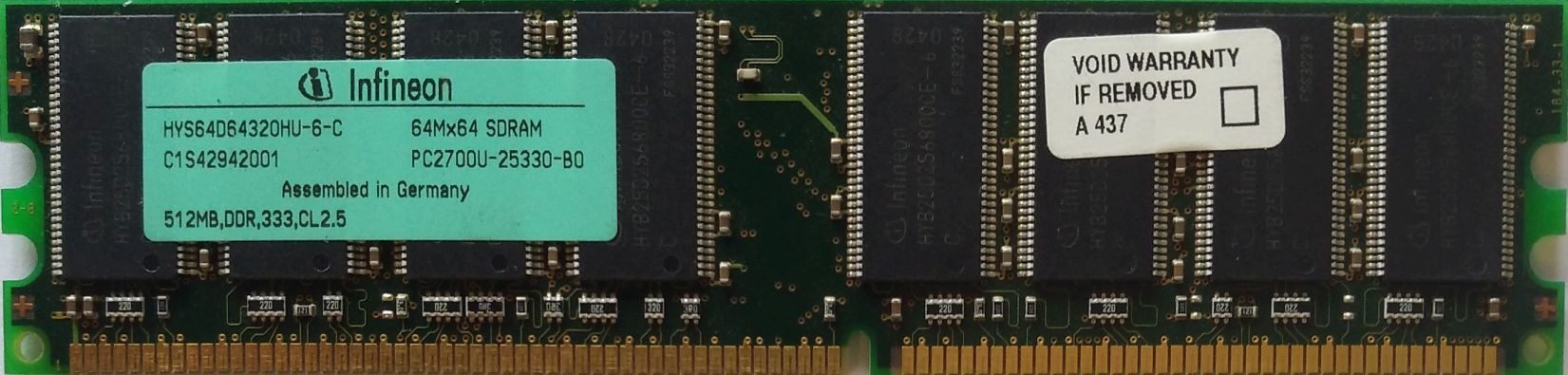 DDR 512MB 333Mhz-PC2700 / Infineon HYS64D64320HU-6-C