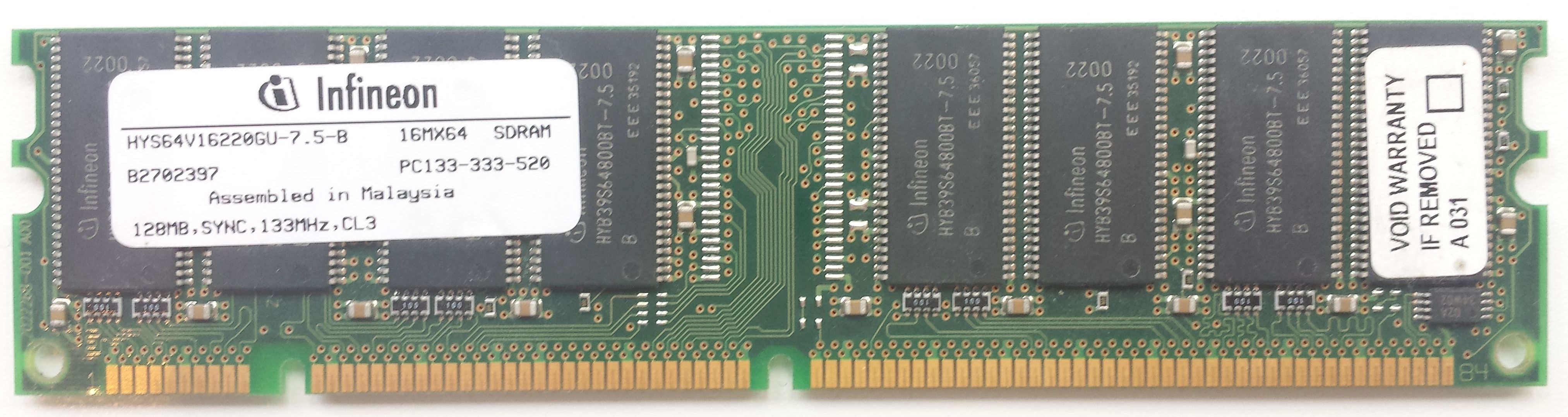 SDRAM 128MB 133Mhz / Infineon HYS64V16220GU-7.5-B