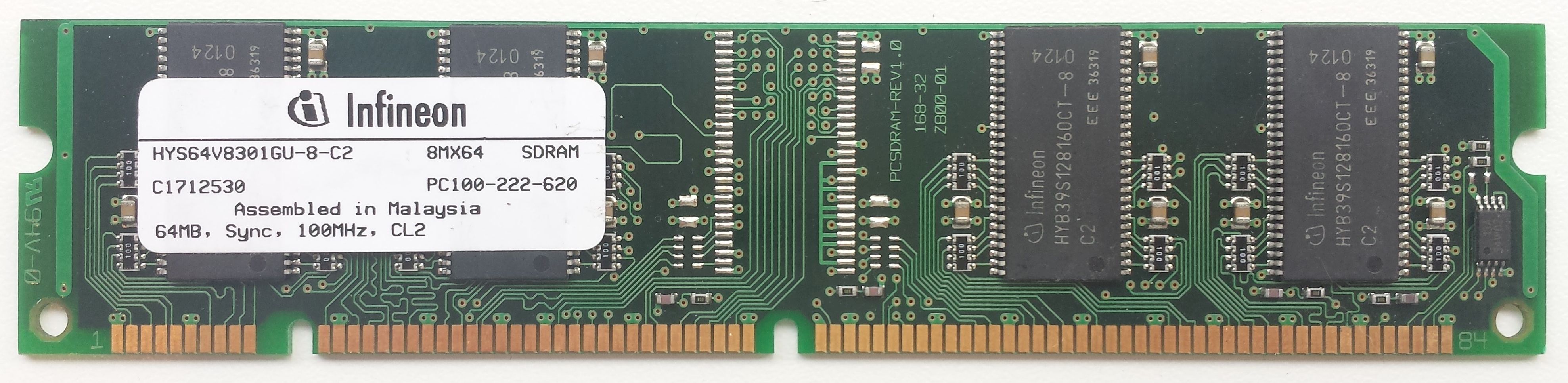 SDRAM 64MB 100Mhz / Infineon HYS64V8301GU-8-C2