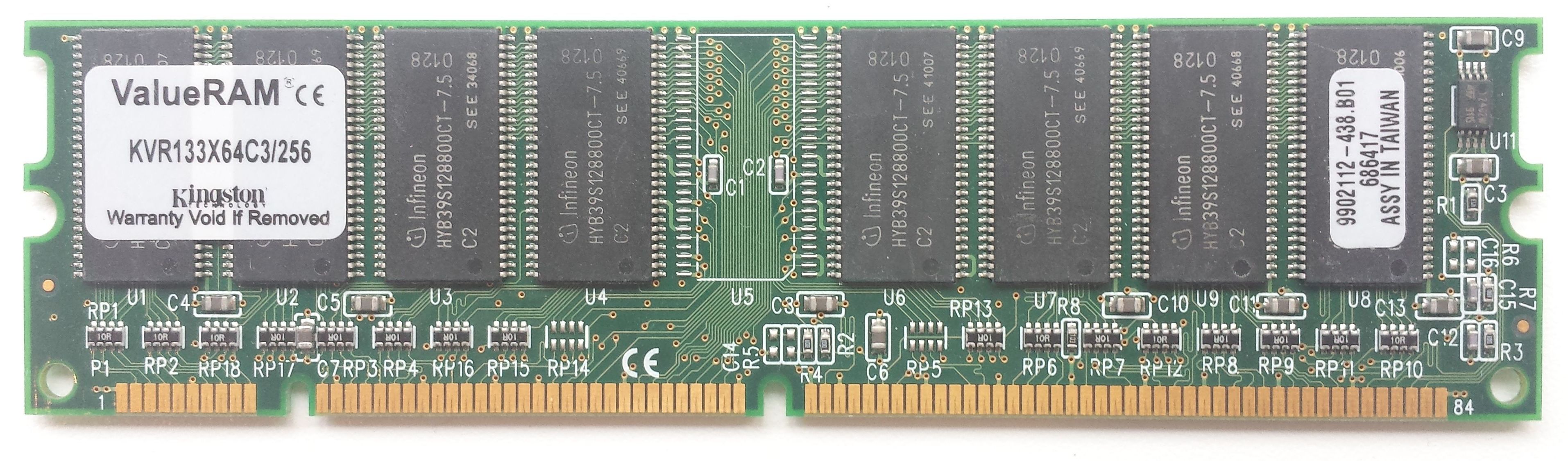 SDRAM 256MB 133Mhz / Kingston KVR133X64C3/256 (dual side)