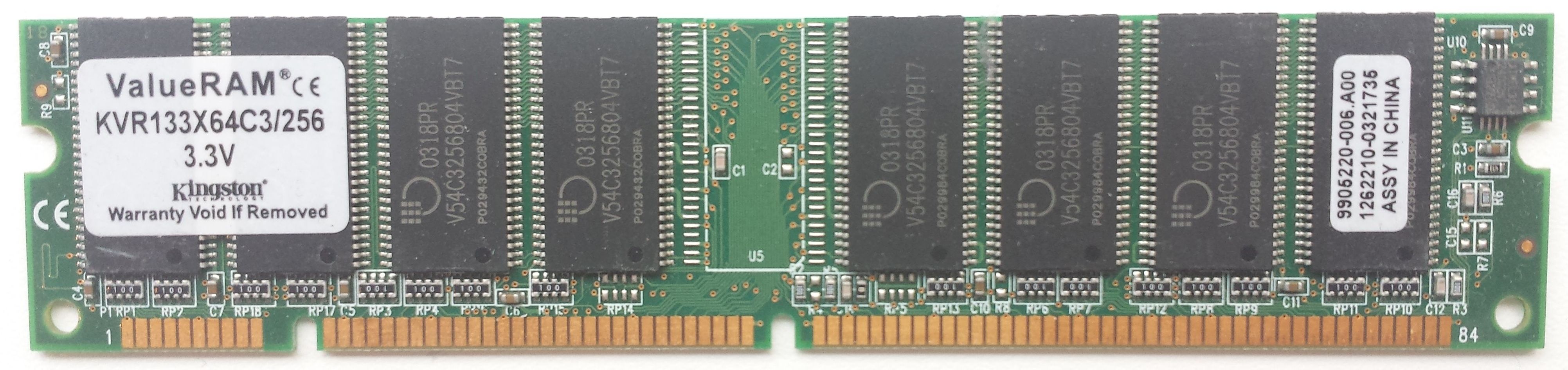 SDRAM 256MB 133Mhz / Kingston KVR133X64C3/256