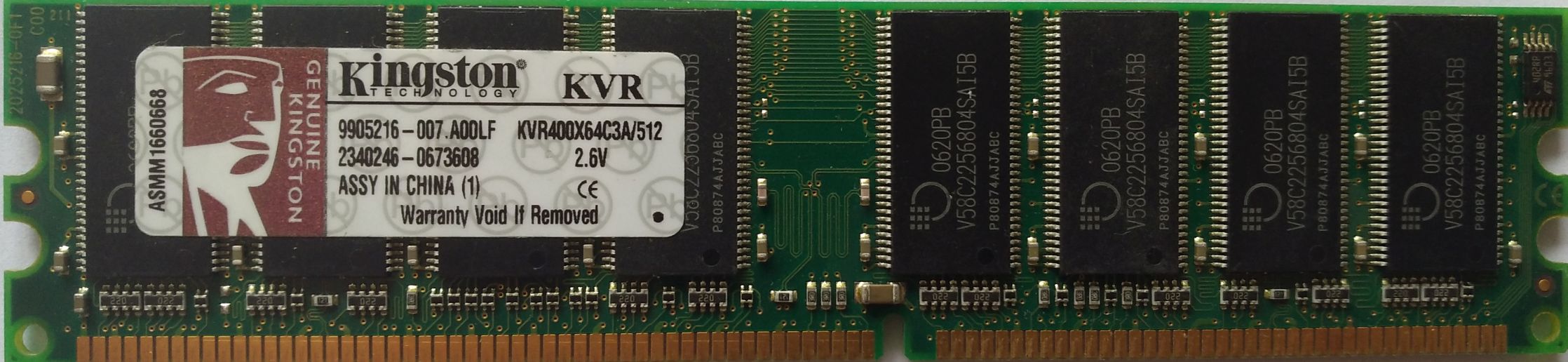 DDR 512MB 400Mhz-PC3200 / Kingston KVR400X64C3A/512