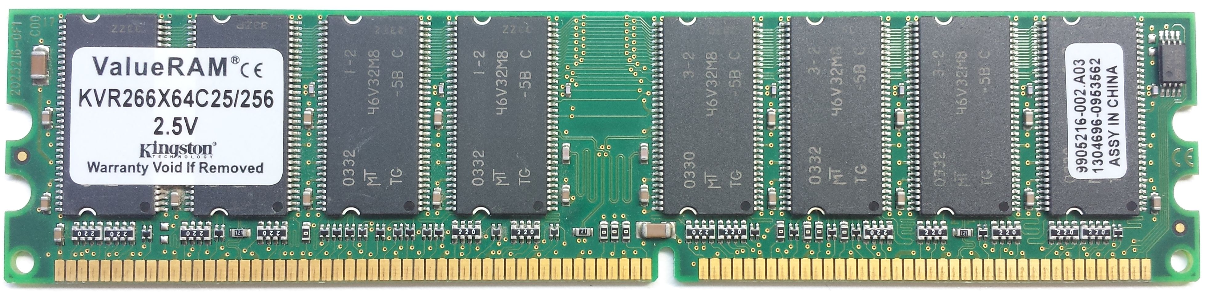 DDR 256MB 266Mhz-PC2100 / Kingston KVR266X64C25/256