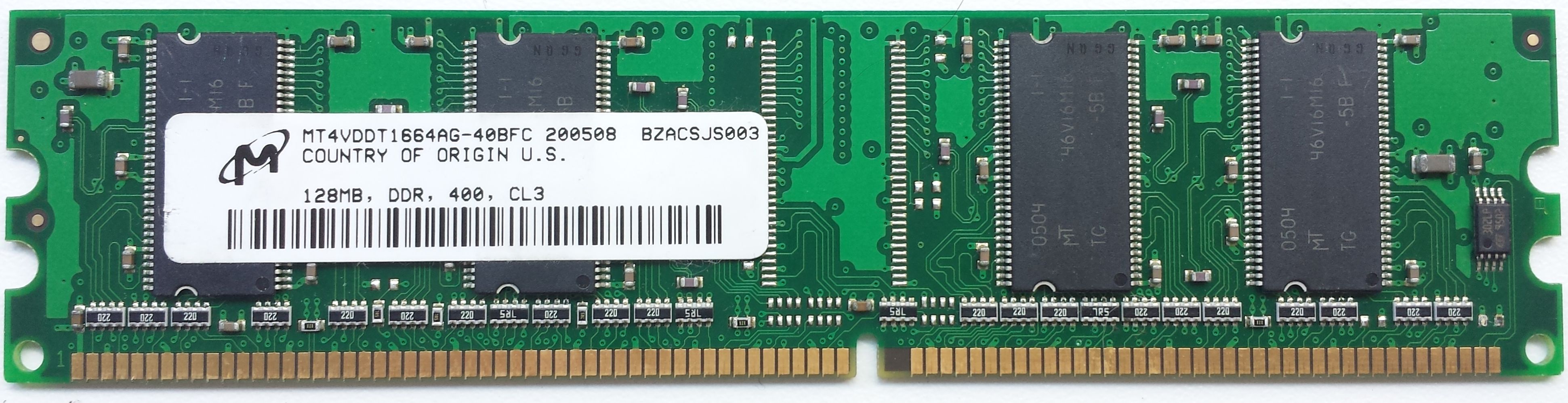 DDR 128MB 400Mhz-PC3200 / Micron MT4VDDT1I664AG-40BFC