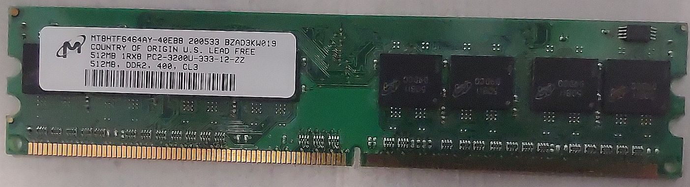 DDR2 512MB 400Mhz-PC3200 / Micron MT8HTF646AY-40EBB