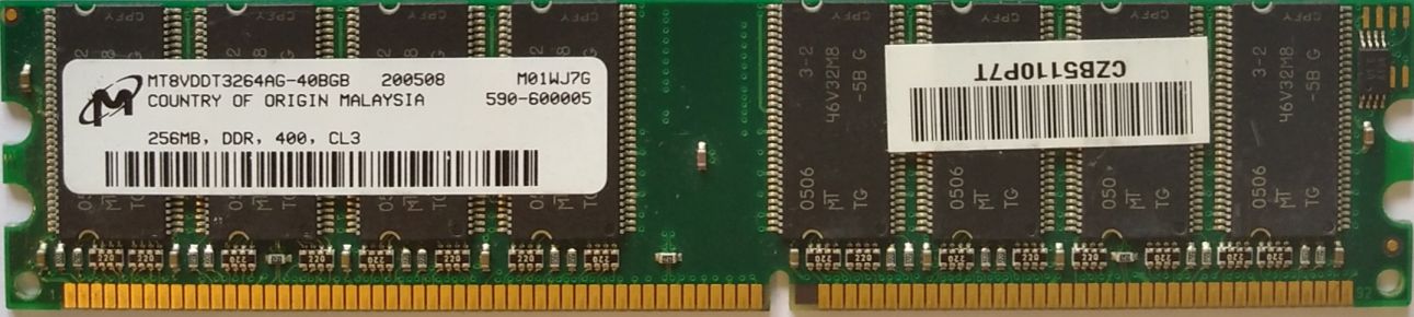 DDR 256MB 400Mhz-PC3200 / Micron MT8VDDT3264AG-40BGB