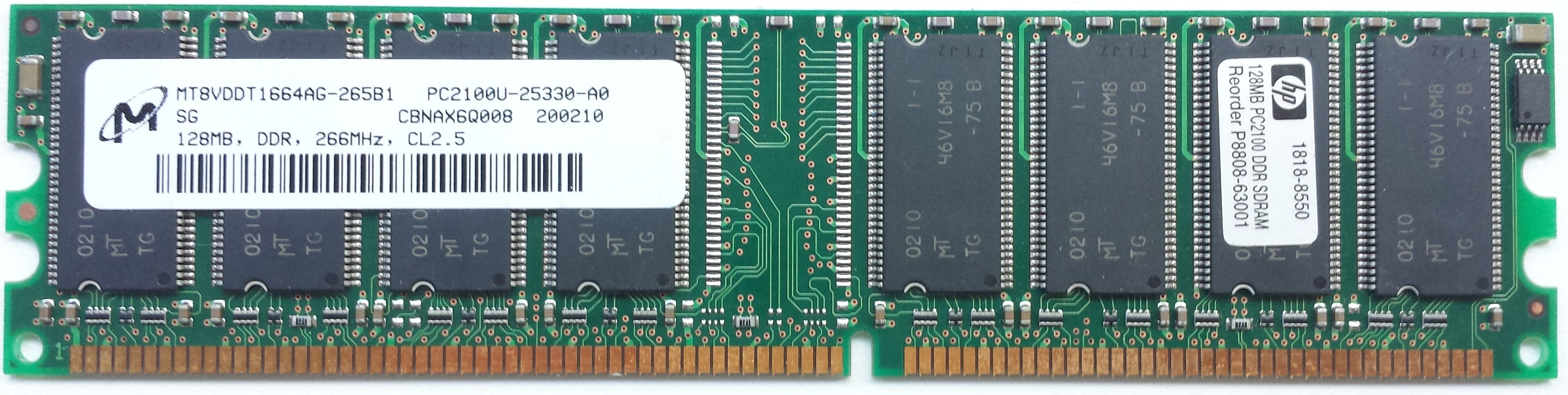 DDR 128MB 266Mhz-PC2100 / Micron MT8VDDT1664AG-265B1