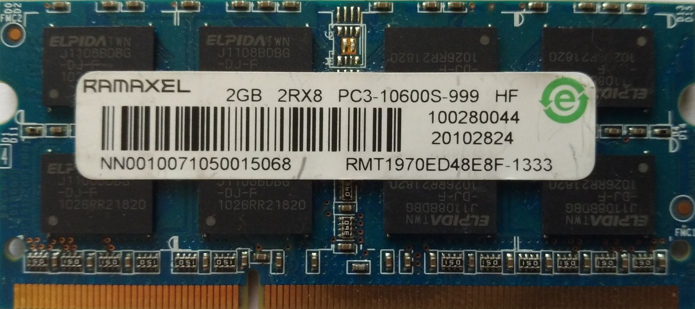 DDR3 SO-DIMM 2GB 1333Mhz-PC10600 / Ramaxel RMT1970ED48E8F