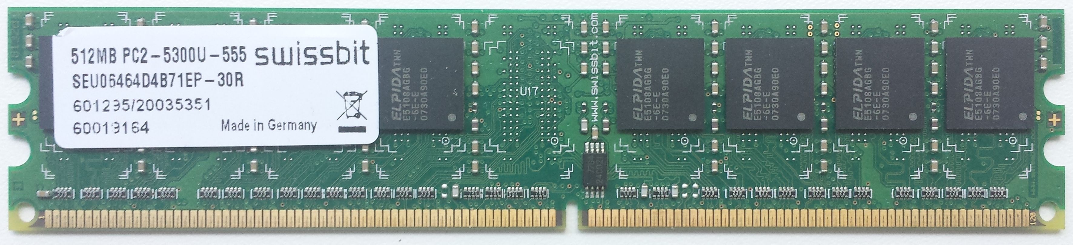 DDR2 512MB 667Mhz-PC5300 / Swissbit SEU06464D4B71EP-30A