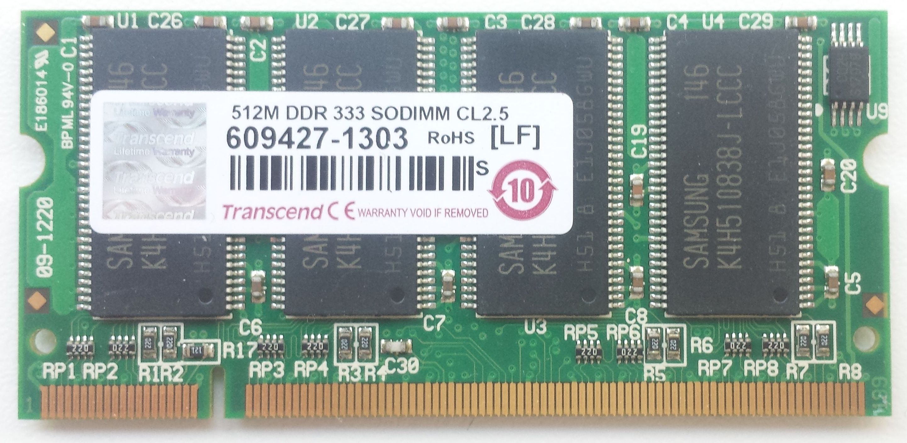 DDR SO-DIMM 512MB 333Mhz-PC2700 / Transcend 609427-1303