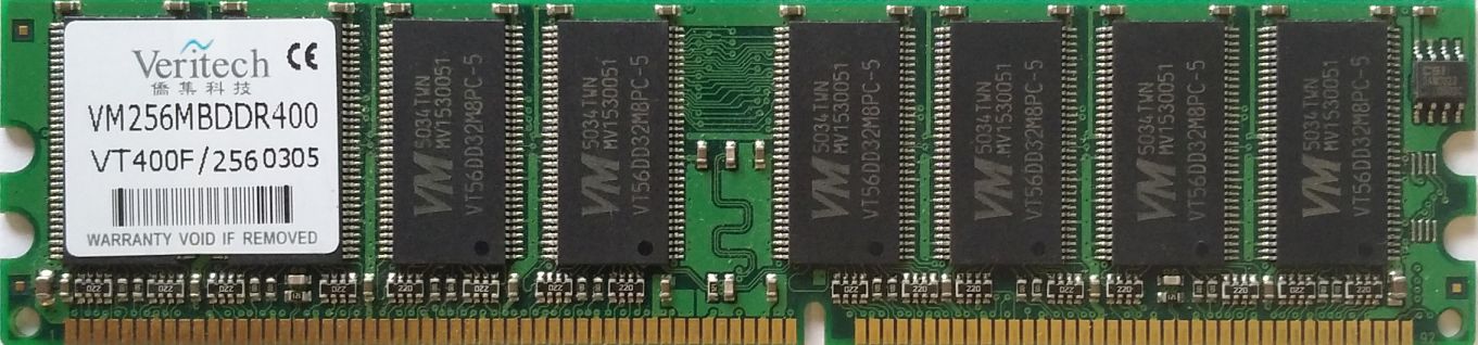 DDR 256MB 400Mhz-PC3200 / Veritech VT400F256