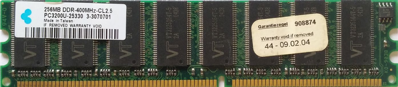 DDR 256MB 400Mhz-PC3200 / VT PC3200U-25330