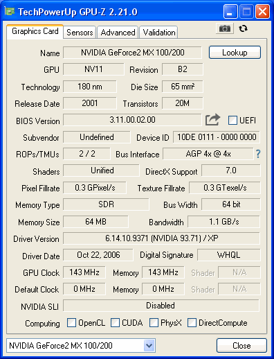 MX200 OEM ACTIEF GPUZ