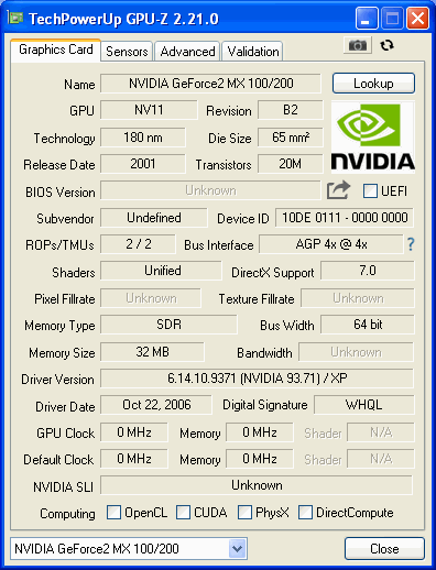 MX200 SPARKLE SP6200 GPUZ