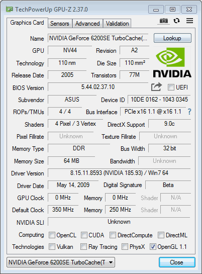 6200SE ASUS GPUZ