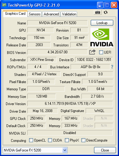 FX5200 XFX GPUZ