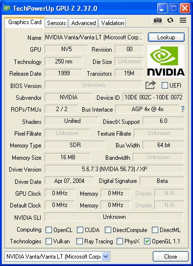 TNT2 NVIDIA 01 GPUZ