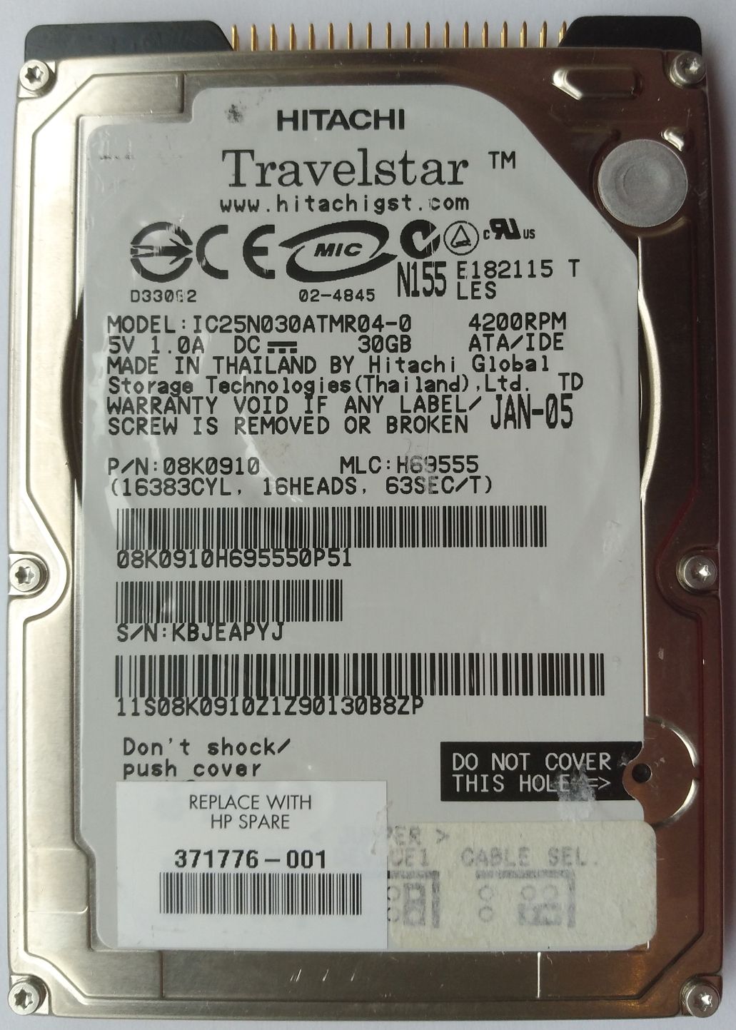 HDD PATA/100 2.5" 30GB / Hitachi Travelstar (IC25N030ATMR04)