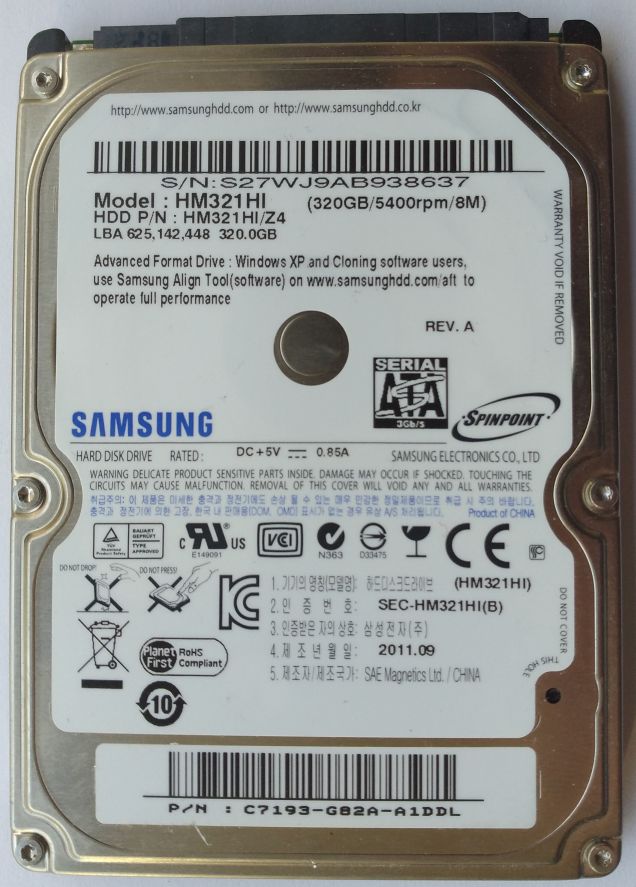 HDD SATA/150 2.5" 160GB / Fujitsu Mobile (MHY2160BH)