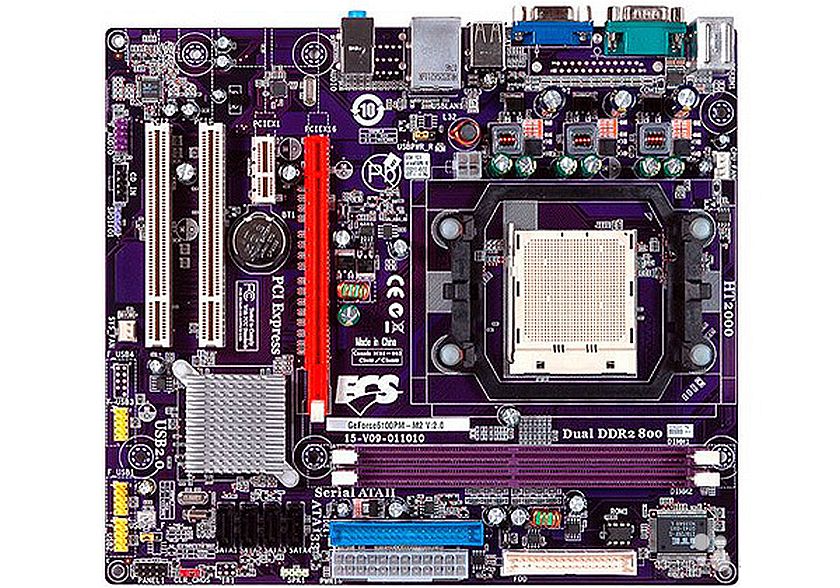 Moederbord Socket AM2+ DDR2 PCI-E 16X MicroATX 20+4-pins / ECS GeForce6100SM-M2 MET CPU HEATSINK, MET I/O SHIELD