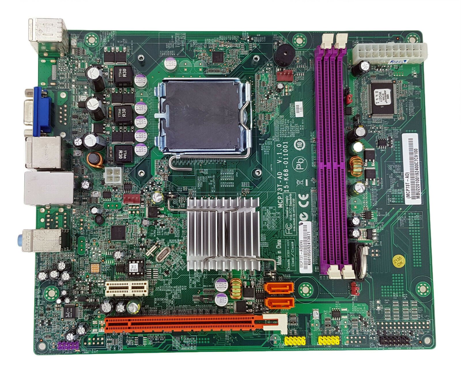 Moederbord Socket LGA775 DDR2 PCI-E 16X MicroATX 24+4-pins / MCP73T-AD Packard Bell imedia S1710 MET CPU HEATSINK, MET I/O SHIELD