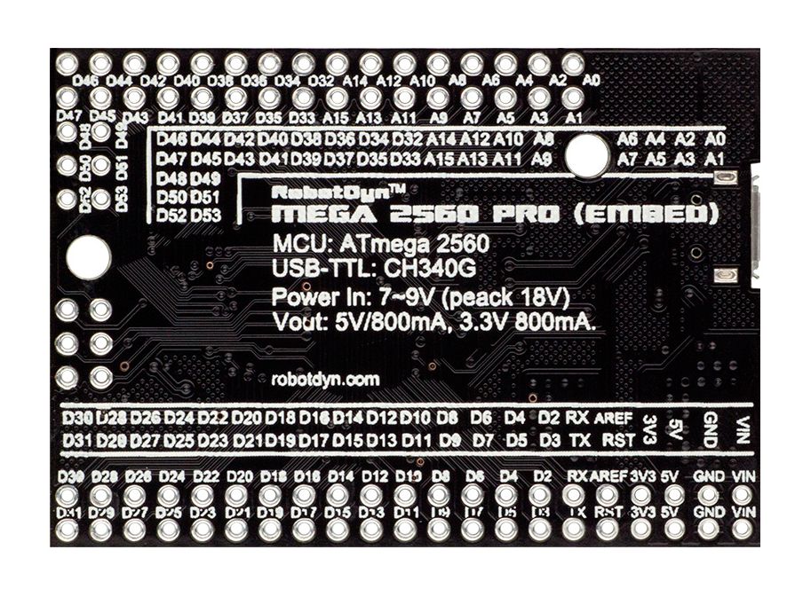 Arduino MEGA 2560 PRO Mini onderkant