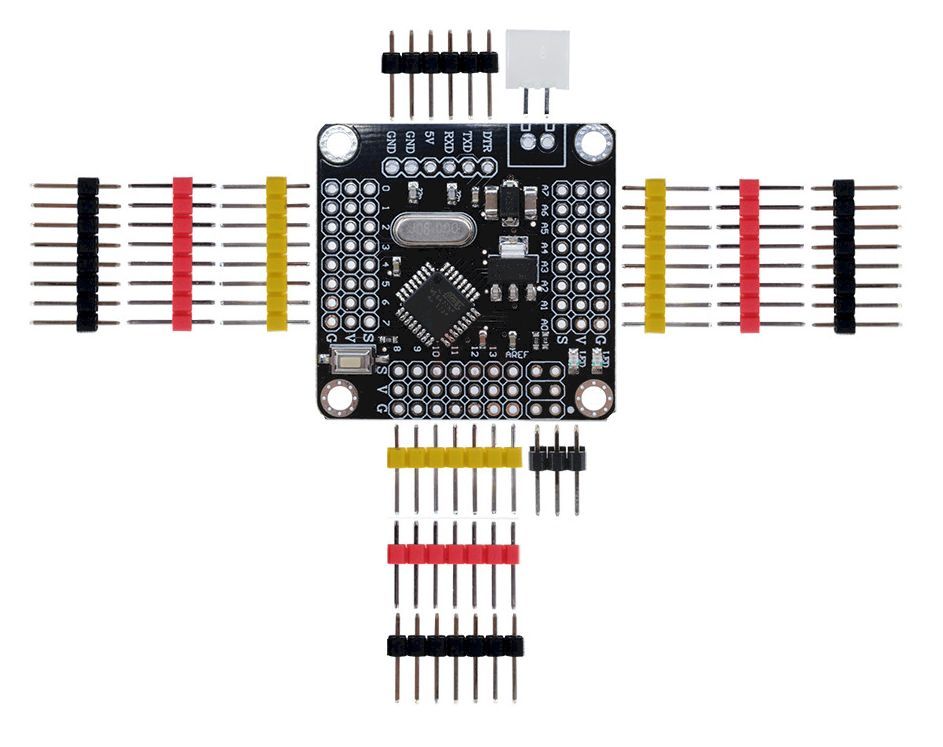 Arduino Mini Pro 5V 16Mhz met ATmega328P Board Module bovenkant met header pins