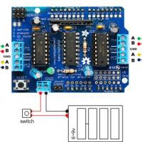 Arduino motor shield (L293D) 2 stappenmotors schema