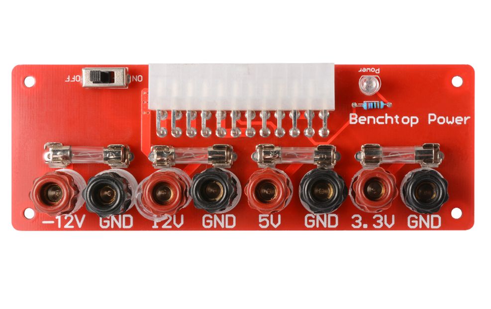 Benchtop voeding met ATX-20-24-pin PSU connector bovenkant