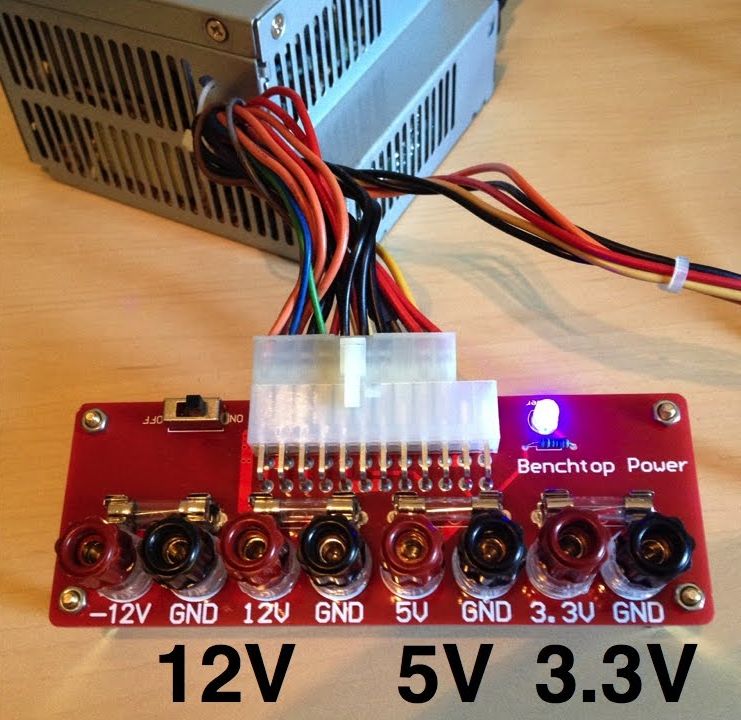 Benchtop voeding met ATX-20-24-pin PSU connector voorbeeld