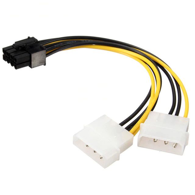 Duale Molex LP4 4-pin naar 8-pin PCI-E Express Converter Adapter 18cm