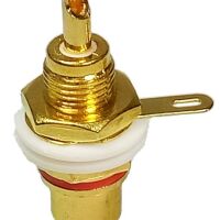 RCA Tulp connector 2-polig female verguld rood voor inbouw zijkant