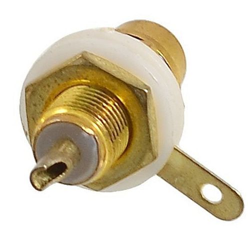 RCA Tulp connector 2-polig female verguld voor inbouw achterkant