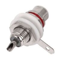 RCA Tulp connector 2-polig female verzilverd rood voor inbouw achterkant