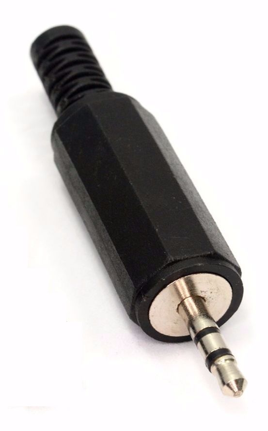 Jack connector 2.5mm 3-polig male zwart