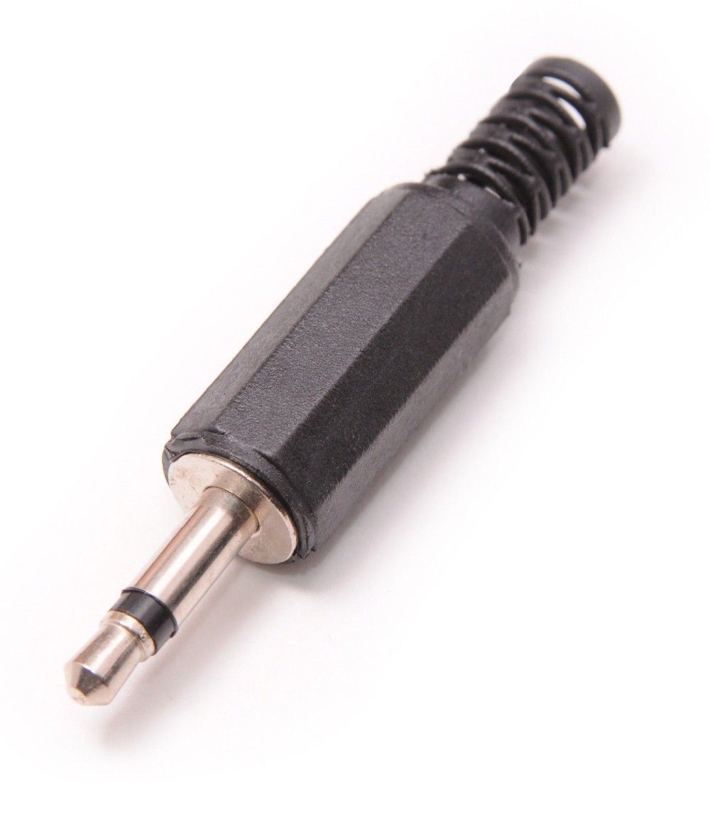 Jack connector 3.5mm 2-polig male zwart