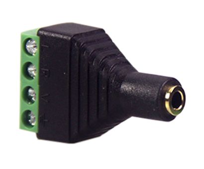 Jack connector 3,5mm 4-polig female met terminals (stereo,video) bovenkant schuin 02
