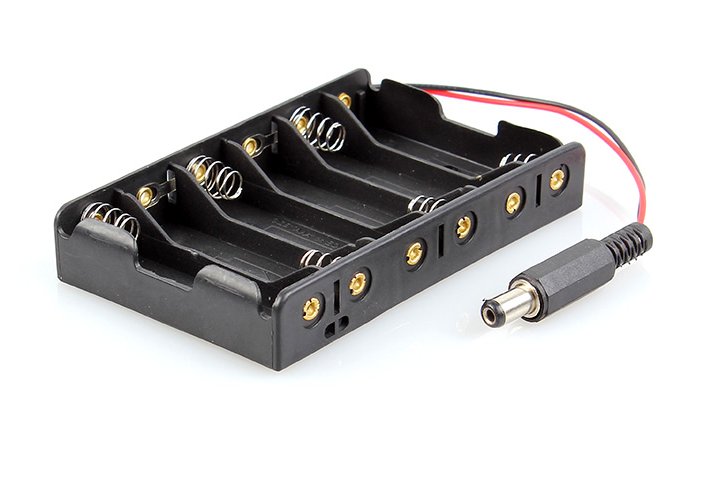 Batterij houder 6xAA (9v) met power connector 5.5x2.1mm male