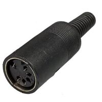 DIN-5 connector 180 graden female zwart