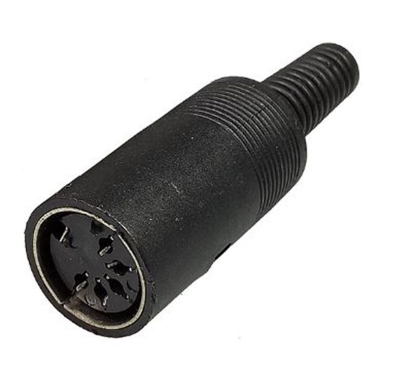 DIN-5 connector 180 graden female zwart