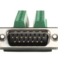 D-SUB DB15 connector male met schroef terminals voorkant