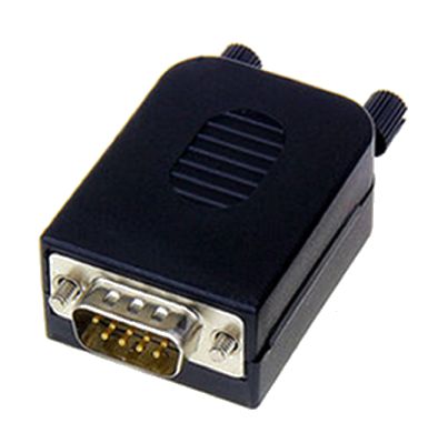 Serieel DB9 RS232 connector male met schroef terminals (side screws) bovenkant schuin