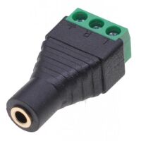 Jack connector 3.5mm 3-polig female zwart met schroefterminals