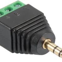 Jack connector 3.5mm 3-polig male zwart met schroefterminals