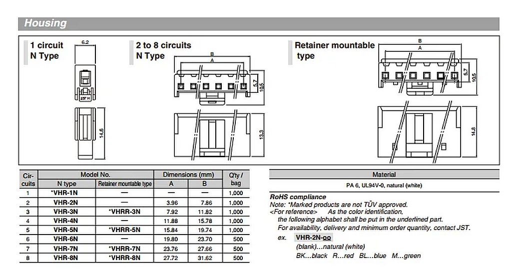 Connector JST-VH met clip slot 3