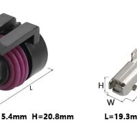 Automotive Delphi Packard Metri-Pack P2S connector 3-pin female afmetingen