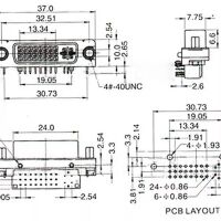 DVI 24+5 Female connector PCB afmetingen