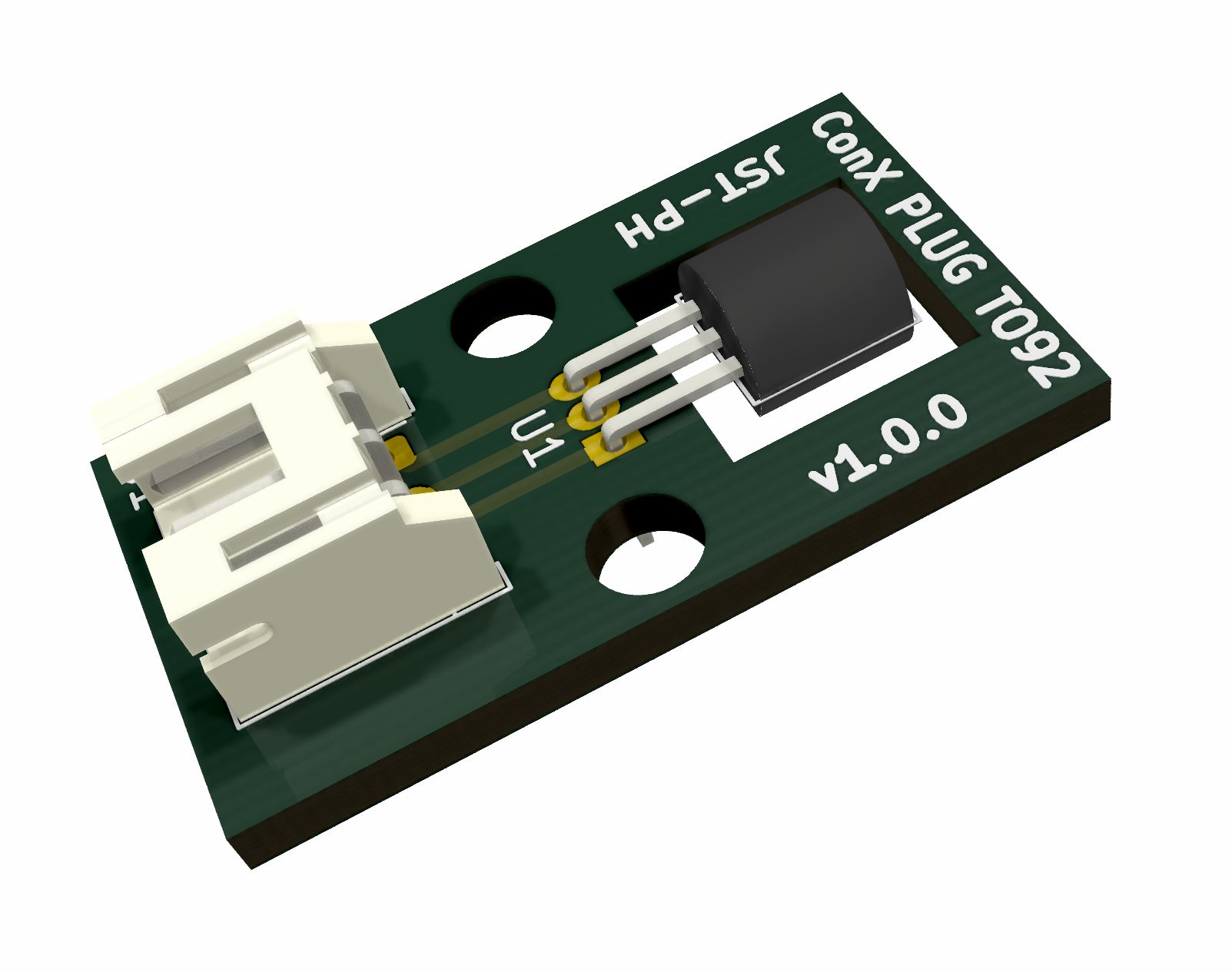 TO-92 PCB houder met 3-pin JST-PH 2.0mm pitch connector